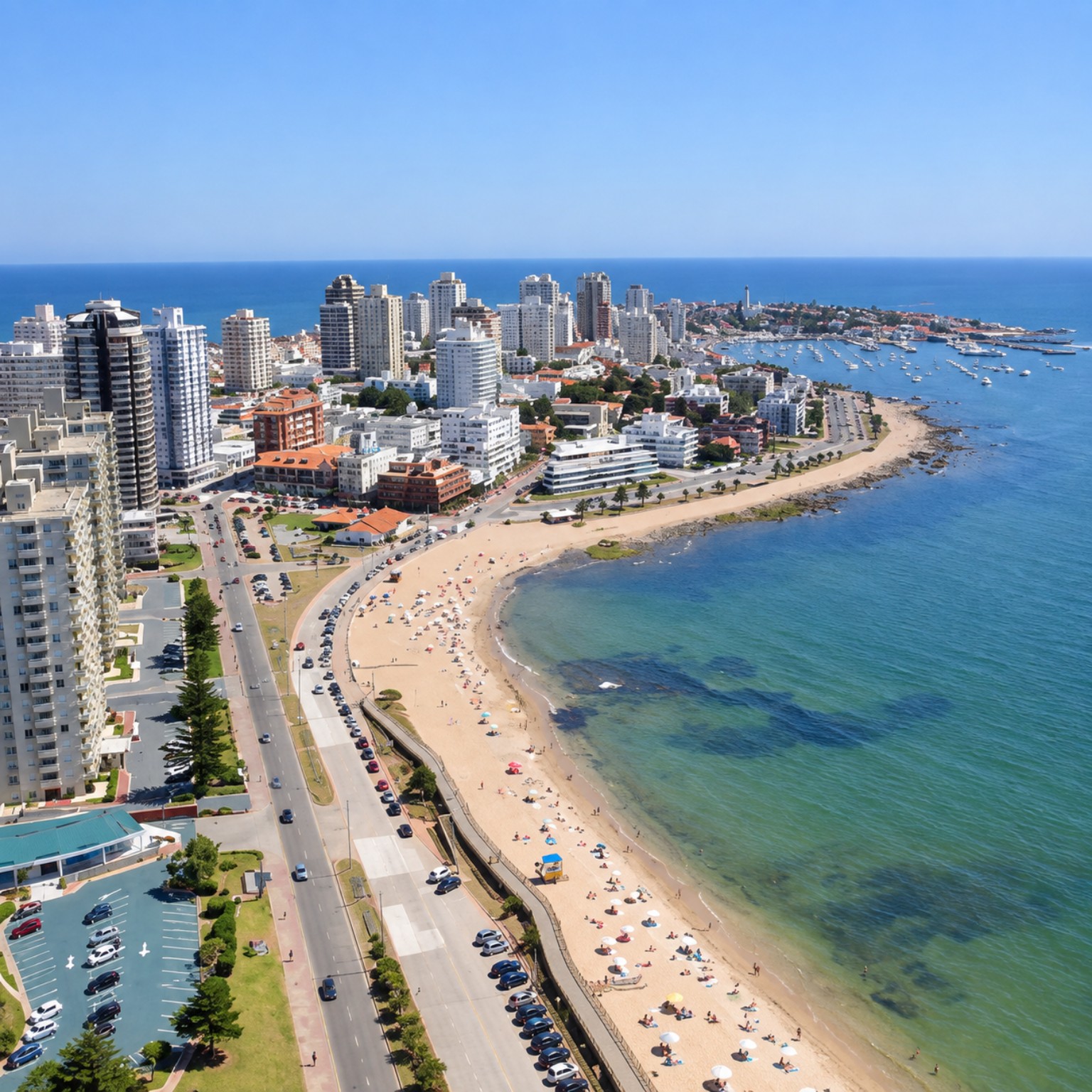 Aerial view of the Punta del Este coastline